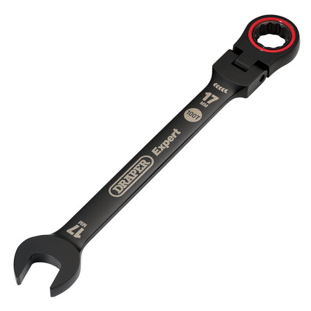 Draper Expert HI-TORQ Metric Flexible Head Ratchet Combination Spanner, 17mm, Black : Model No. 8241FMM/BK