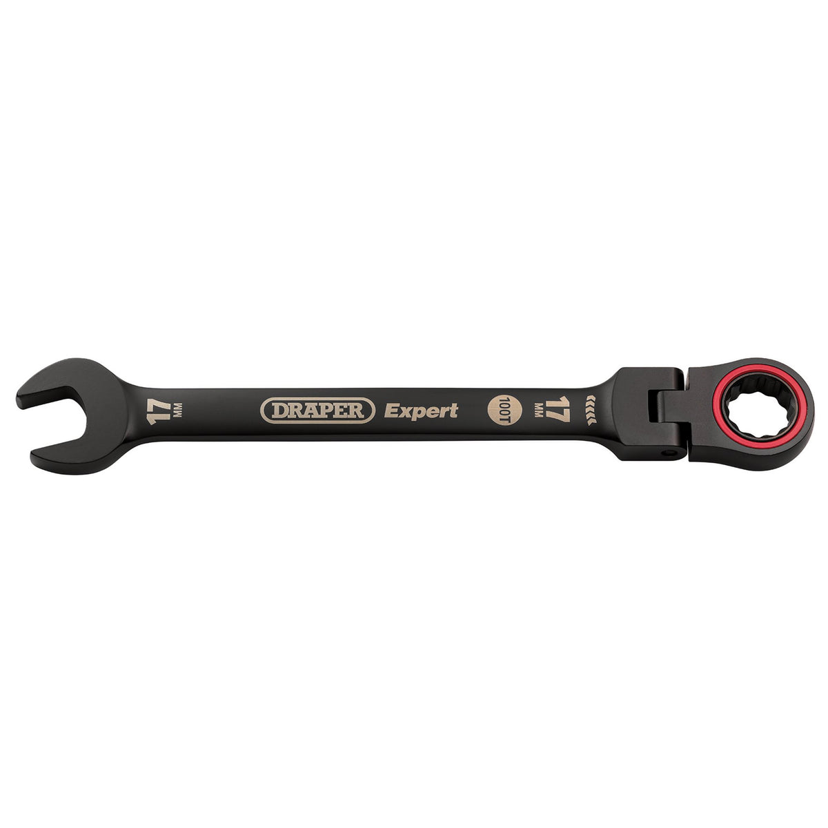 Draper Expert HI-TORQ Metric Flexible Head Ratchet Combination Spanner, 17mm, Black : Model No. 8241FMM/BK