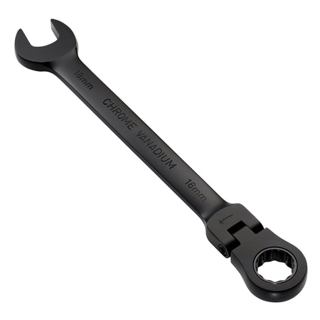 Draper Expert HI-TORQ Metric Flexible Head Ratchet Combination Spanner, 18mm, Black : Model No. 8241FMM/BK