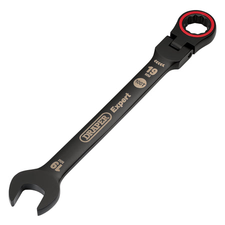 Draper Expert HI-TORQ Metric Flexible Head Ratchet Combination Spanner, 19mm, Black : Model No. 8241FMM/BK