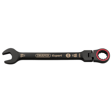 Draper Expert HI-TORQ Metric Flexible Head Ratchet Combination Spanner, 19mm, Black : Model No. 8241FMM/BK