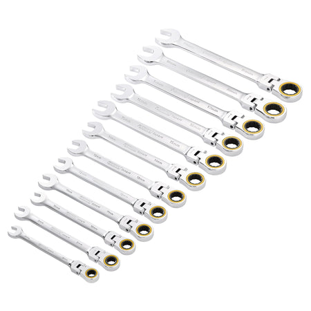 Draper Expert HI-TORQ Metric Flexible Head Ratchet Combination Spanner Set (12 Piece) : Model No. 8241FMM/12