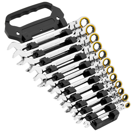 Draper Expert HI-TORQ Metric Flexible Head Ratchet Combination Spanner Set (12 Piece) : Model No. 8241FMM/12