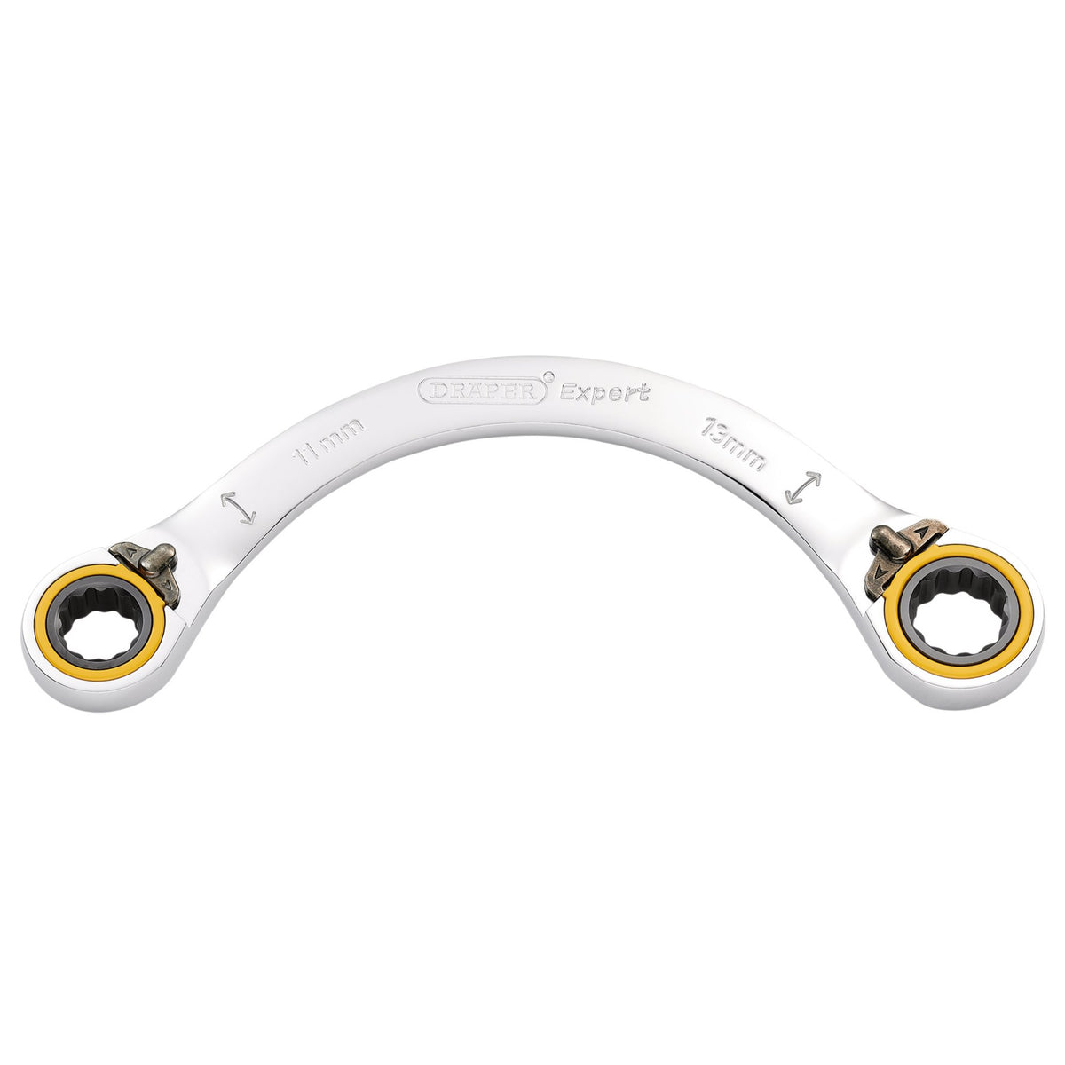 Draper Expert HI-TORQ Double Ring Ratchet Half Moon Spanner, 11 x 13mm: No.8242RMM