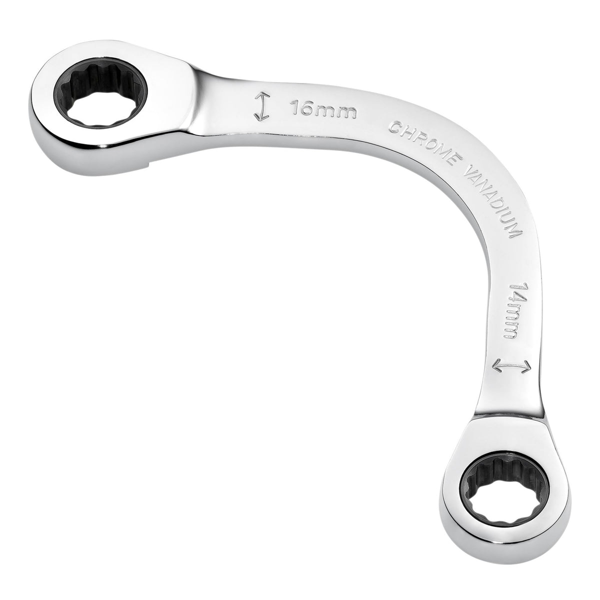 Draper Expert HI-TORQ Double Ring Ratchet Half Moon Spanner, 14 x 16mm: No.8242RMM