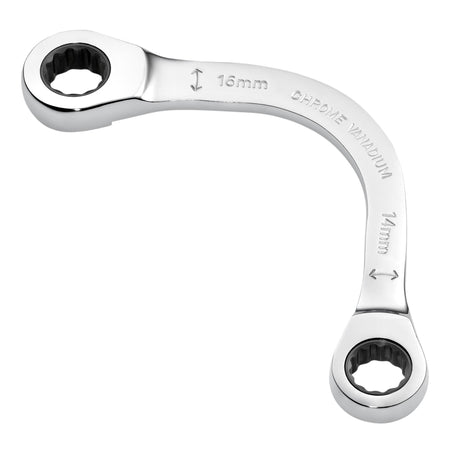 Draper Expert HI-TORQ Double Ring Ratchet Half Moon Spanner, 14 x 16mm: No.8242RMM