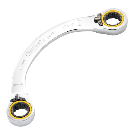 Draper Expert HI-TORQ Double Ring Ratchet Half Moon Spanner, 15 x 17mm: No.8242RMM