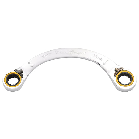 Draper Expert HI-TORQ Double Ring Ratchet Half Moon Spanner, 15 x 17mm: No.8242RMM
