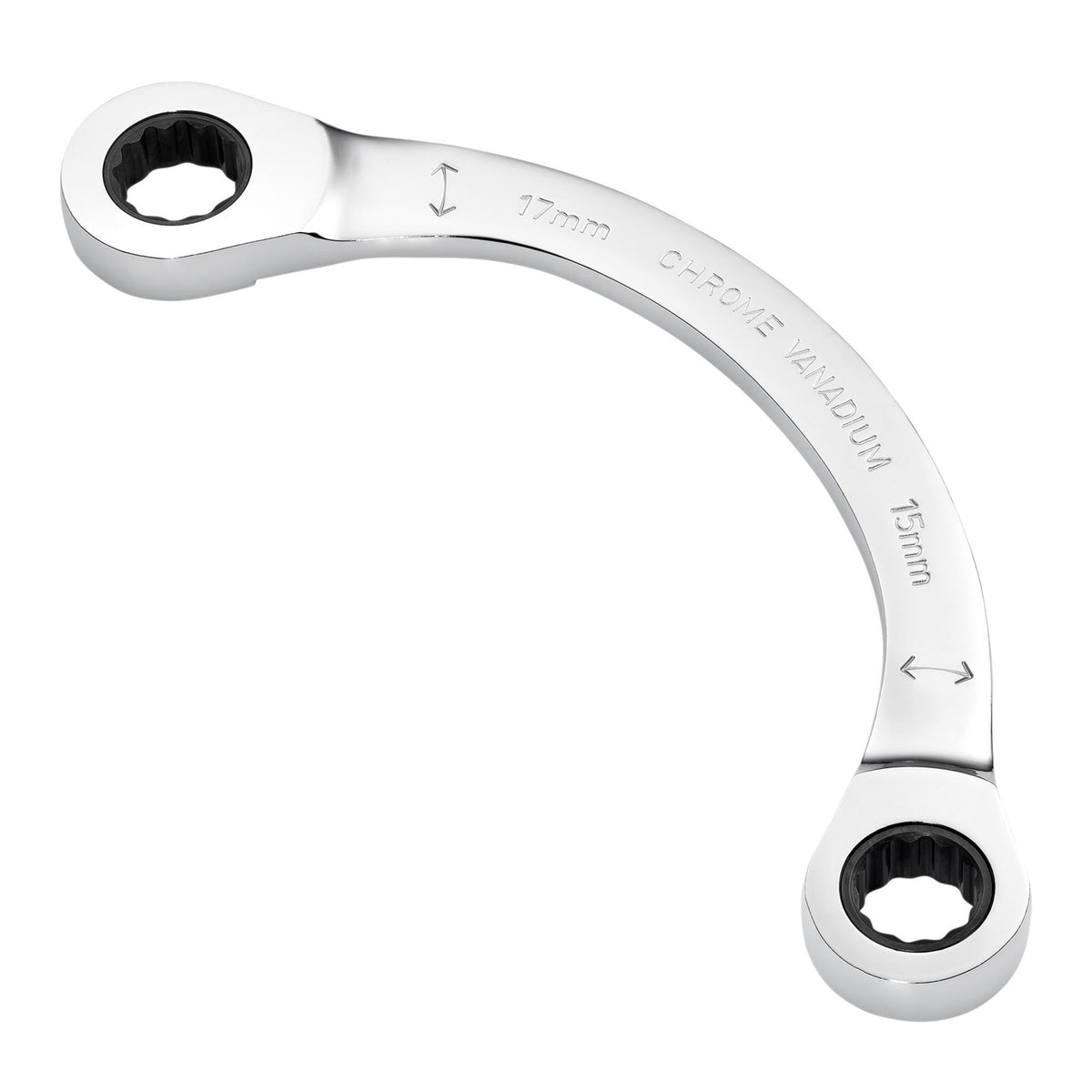 Draper Expert HI-TORQ Double Ring Ratchet Half Moon Spanner, 15 x 17mm: No.8242RMM
