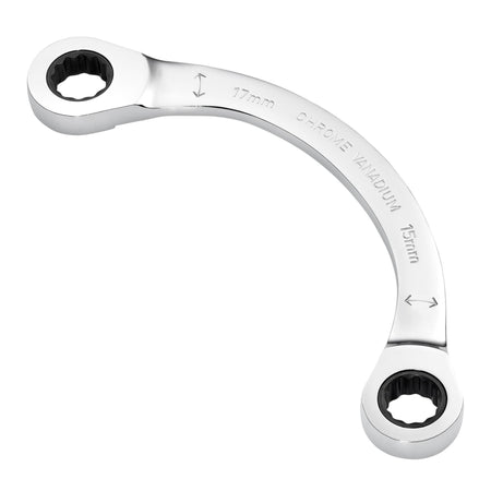 Draper Expert HI-TORQ Double Ring Ratchet Half Moon Spanner, 15 x 17mm: No.8242RMM