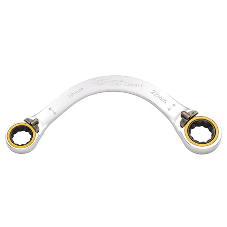 Draper Expert HI-TORQ Double Ring Ratchet Half Moon Spanner, 19 x 22mm: No.8242RMM