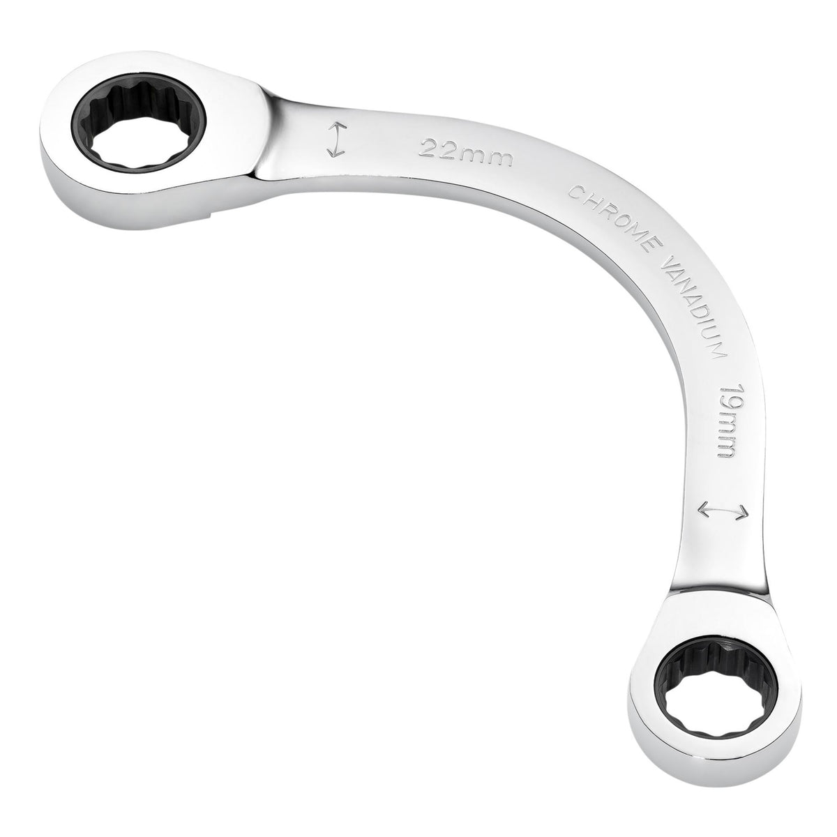 Draper Expert HI-TORQ Double Ring Ratchet Half Moon Spanner, 19 x 22mm: No.8242RMM