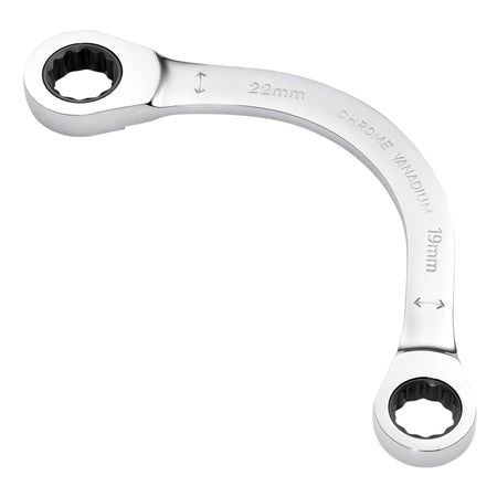 Draper Expert HI-TORQ Double Ring Ratchet Half Moon Spanner, 19 x 22mm: No.8242RMM