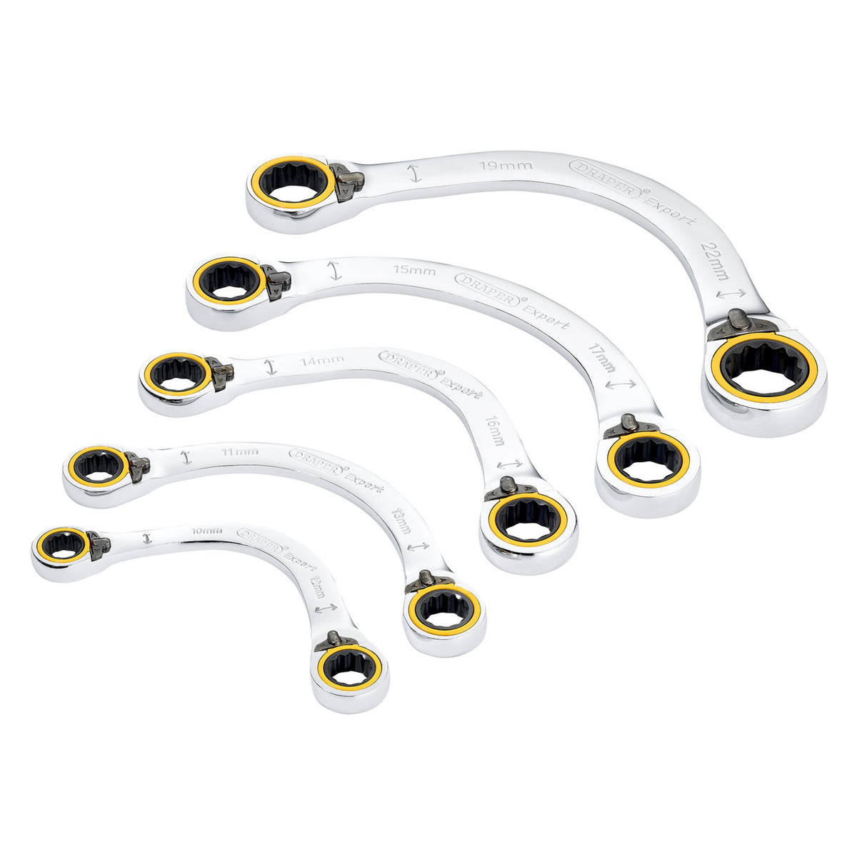 Draper Expert HI-TORQ Double Ring Ratchet Half Moon Spanner Set (5 Piece): No.8242RMM/5