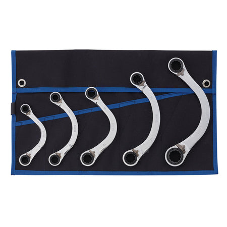 Draper Expert HI-TORQ Double Ring Ratchet Half Moon Spanner Set (5 Piece): No.8242RMM/5