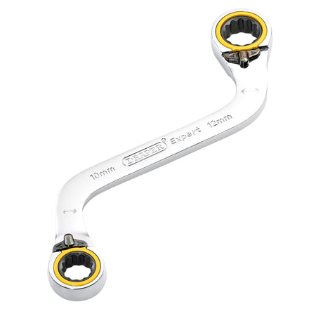Draper Expert HI-TORQ Double Ring Ratchet S-Shape Spanner, 10 x 12mm: No.8243RMM