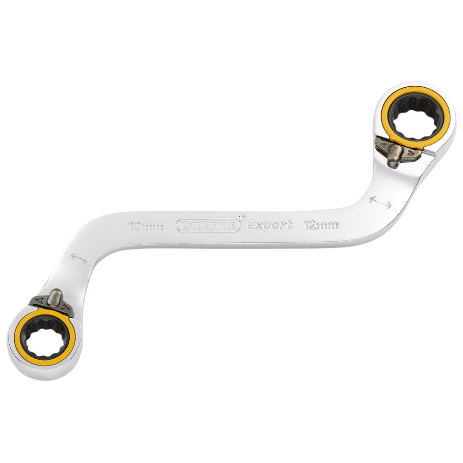 Draper Expert HI-TORQ Double Ring Ratchet S-Shape Spanner, 10 x 12mm: No.8243RMM