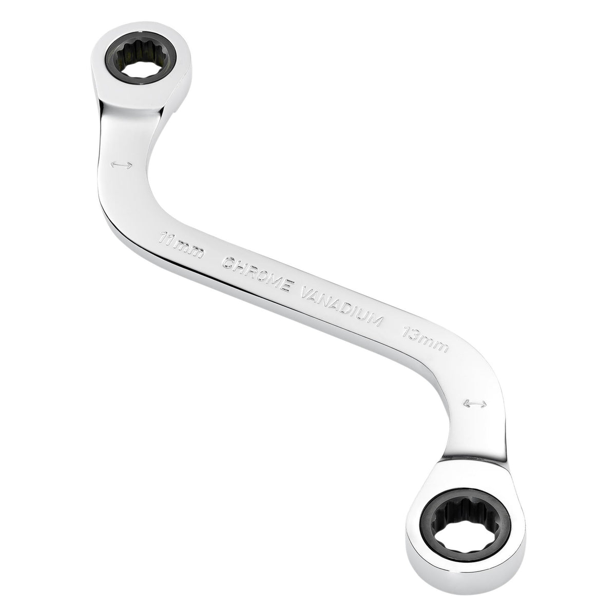 Draper Expert HI-TORQ Double Ring Ratchet S-Shape Spanner, 11 x 13mm: No.8243RMM
