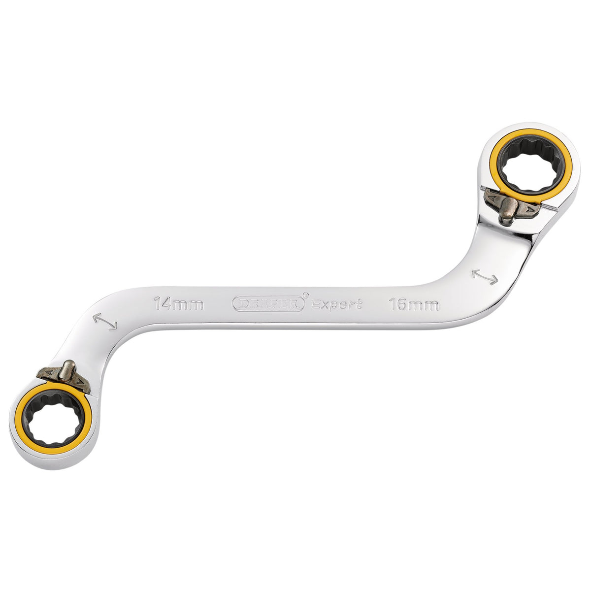 Draper Expert HI-TORQ Double Ring Ratchet S-Shape Spanner, 14 x 16mm: No.8243RMM