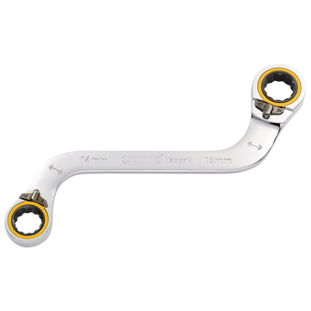Draper Expert HI-TORQ Double Ring Ratchet S-Shape Spanner, 14 x 16mm: No.8243RMM