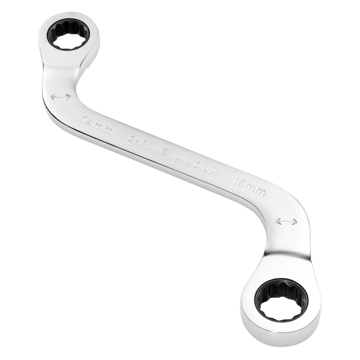 Draper Expert HI-TORQ Double Ring Ratchet S-Shape Spanner, 14 x 16mm: No.8243RMM