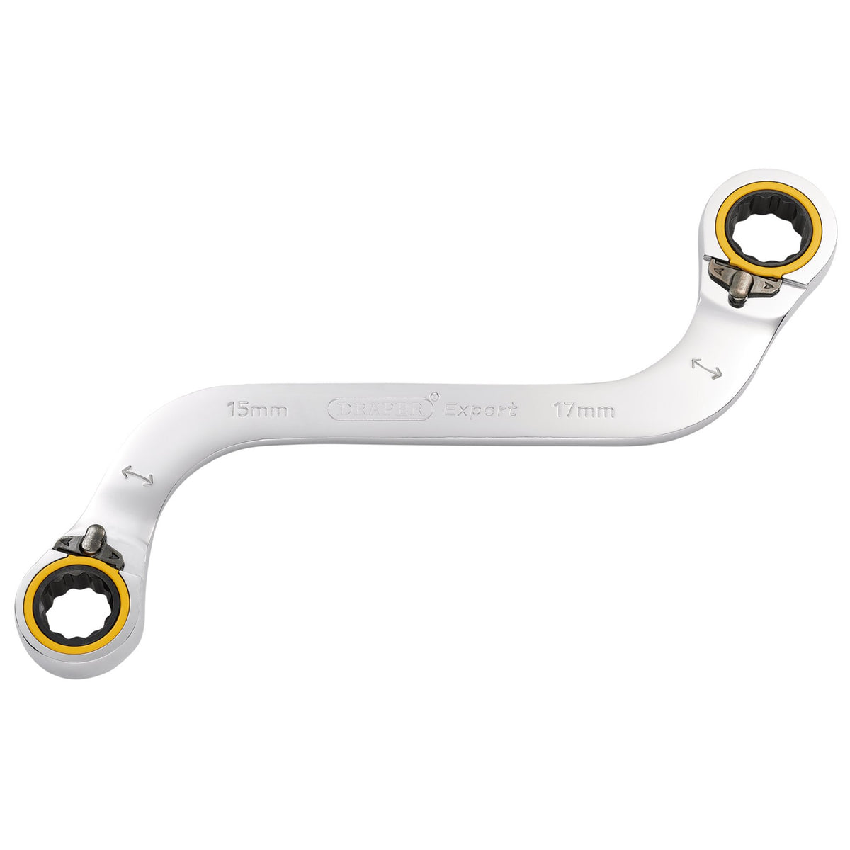 Draper Expert HI-TORQ Double Ring Ratchet S-Shape Spanner, 15 x 17mm: No.8243RMM