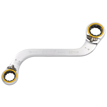 Draper Expert HI-TORQ Double Ring Ratchet S-Shape Spanner, 19 x 22mm: No.8243RMM