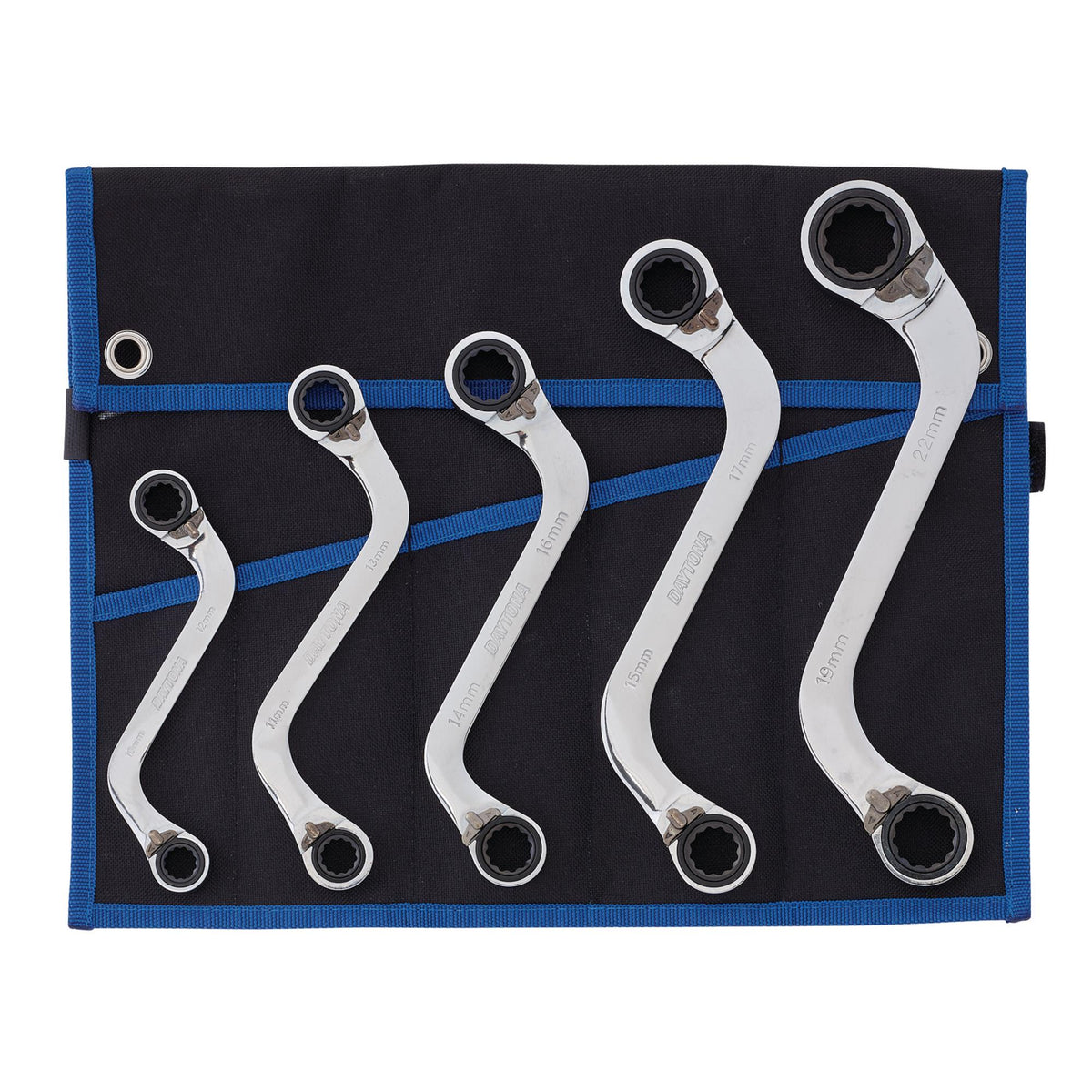 Draper Expert HI-TORQ Double Ring Ratchet S-Shape Spanner Set (5 Piece): No.8243RMM/5
