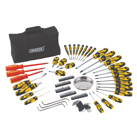 Screwdriver and Bit Set with Soft Storage Bag, Yellow (100 Piece) : Model No. 864/100/Y