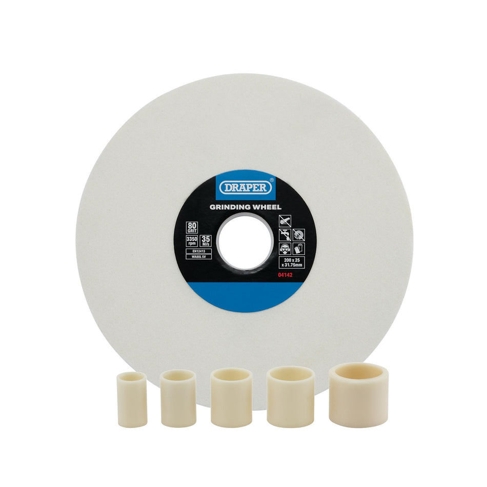 Aluminium Oxide Bench Grinding Wheel, 200 x 25mm, 80G, White : Model No. BG20025W