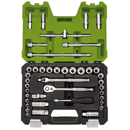 Draper Expert MM/AF Combined Socket Set, 3/8" Sq. Dr., Green (41 Piece) : Model No. D41AMN/B/GREEN