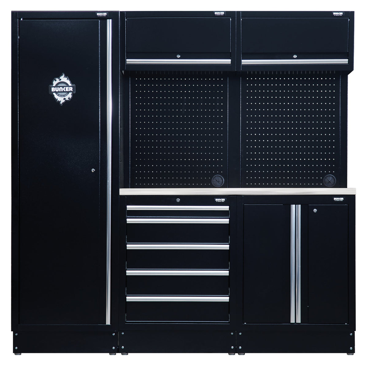 DRAPER BUNKER Modular Storage Combo with Stainless Steel Worktop (11 Piece) Model No. MS400COMBO/11B
