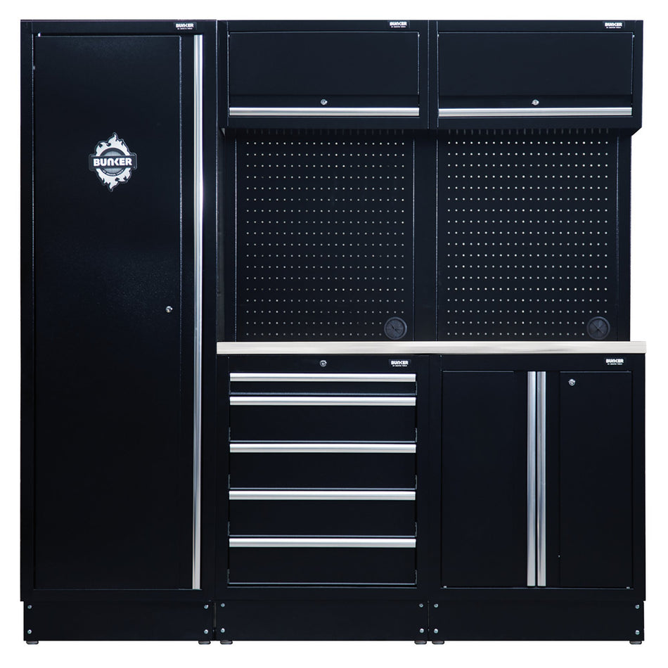 DRAPER BUNKER Modular Storage Combo with Stainless Steel Worktop (11 Piece) Model No. MS400COMBO/11B