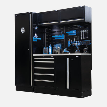 DRAPER BUNKER Modular Storage Combo with Stainless Steel Worktop (11 Piece) Model No. MS400COMBO/11B