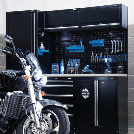 DRAPER BUNKER Modular Storage Combo with Stainless Steel Worktop (11 Piece) Model No. MS400COMBO/11B