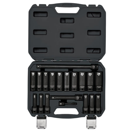 Draper HI-TORQ Metric Deep Impact Socket Set, 1/2" Sq. Dr. (19 Piece) : Model No. 410D/19/MM