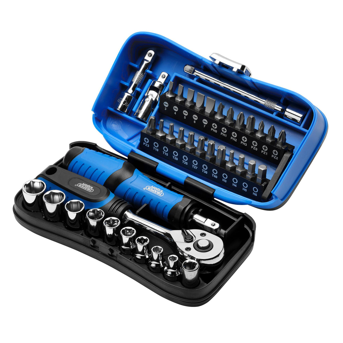Draper Expert Socket and Bit Set, 1/4" Sq. Dr. (39 Piece): Model No. SBS39