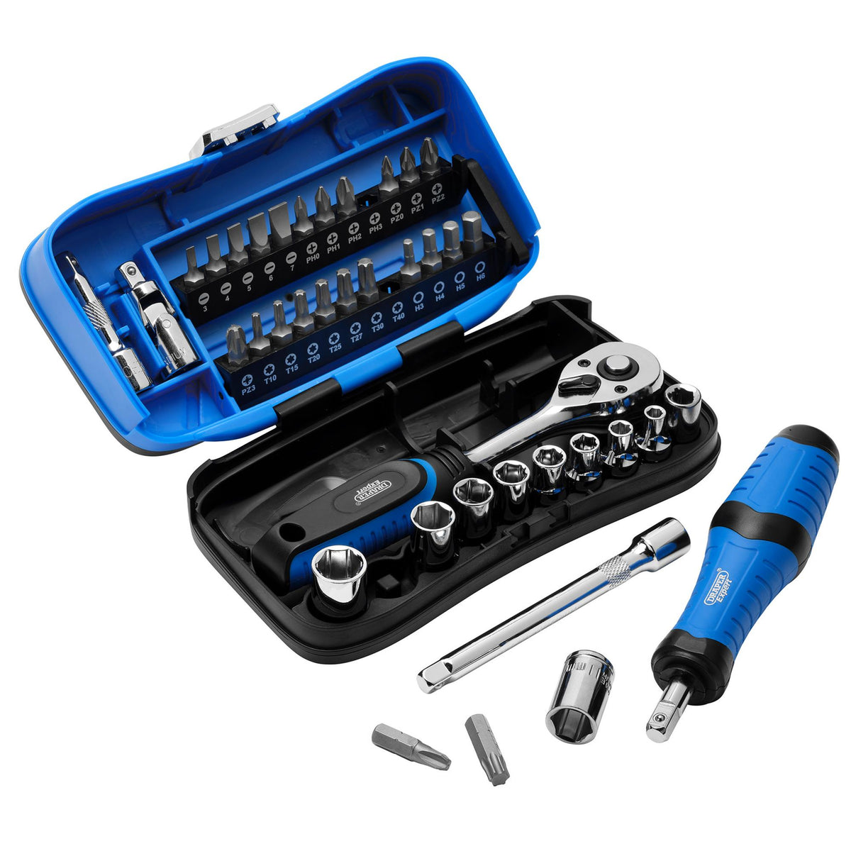 Draper Expert Socket and Bit Set, 1/4" Sq. Dr. (39 Piece): Model No. SBS39
