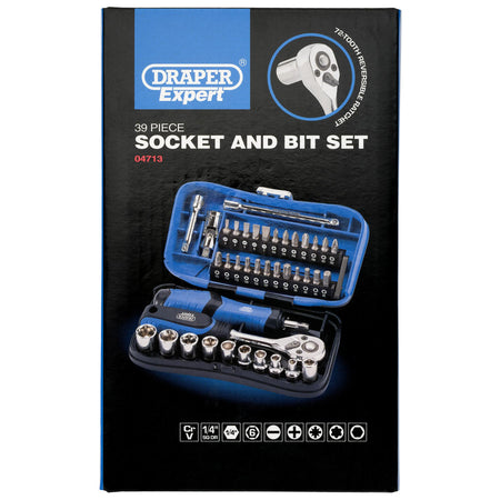 Draper Expert Socket and Bit Set, 1/4" Sq. Dr. (39 Piece): Model No. SBS39