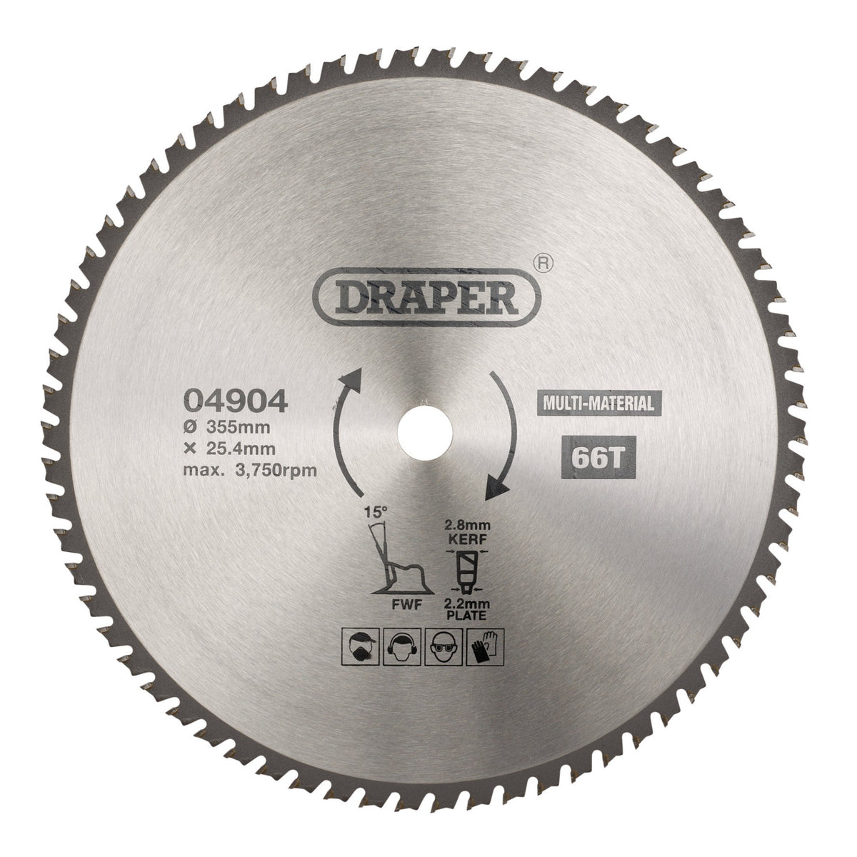 TCT Multi-Purpose Circular Saw Blade, 355 x 25.4mm, 66T: Model No. SBM9