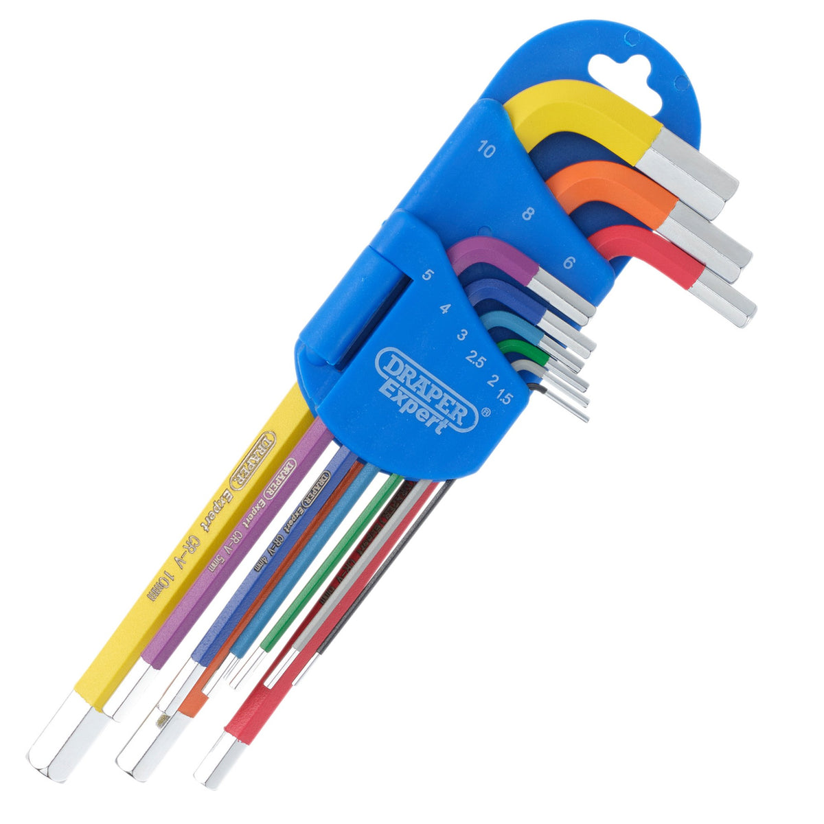 Draper Expert Metric Long Arm Hex Key Set, Colour Coded (9 Piece) : Model No. LCHKS/9