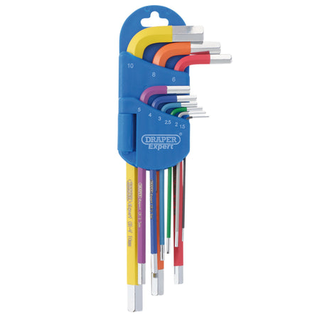 Draper Expert Metric Long Arm Hex Key Set, Colour Coded (9 Piece) : Model No. LCHKS/9