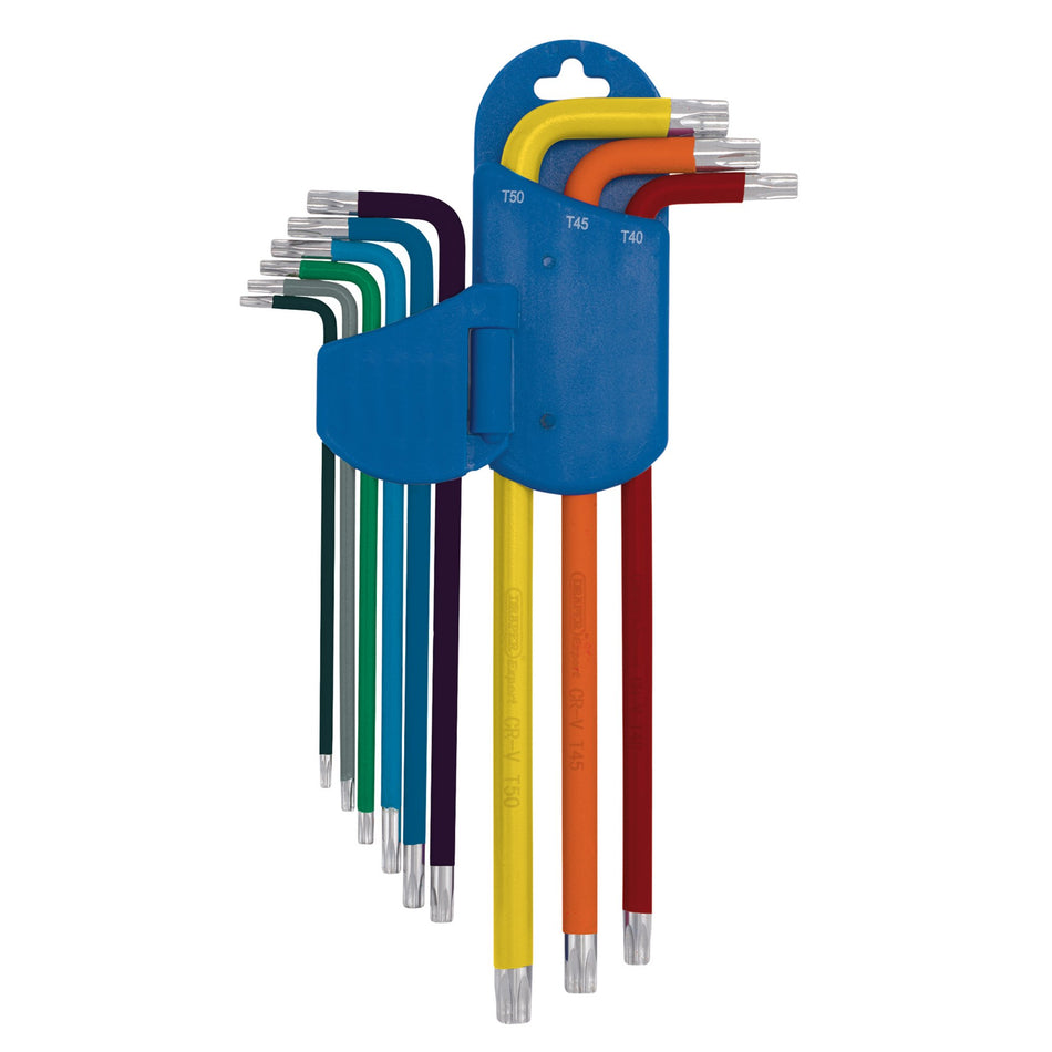 Draper Expert TX-STAR Metric Extra-long Arm Key Set, Colour Coded (9 Piece) : Model No. XLCTXKS/9