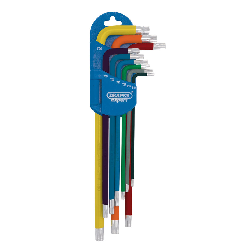 Draper Expert TX-STAR Metric Extra-long Arm Key Set, Colour Coded (9 Piece) : Model No. XLCTXKS/9