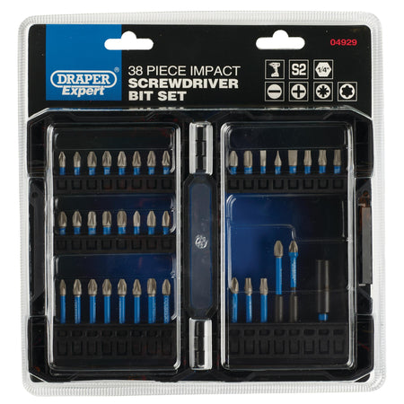 Draper Expert Impact Screwdriver Bit Set, 1/4" Hex (38 Piece) : Model No. IMBH38