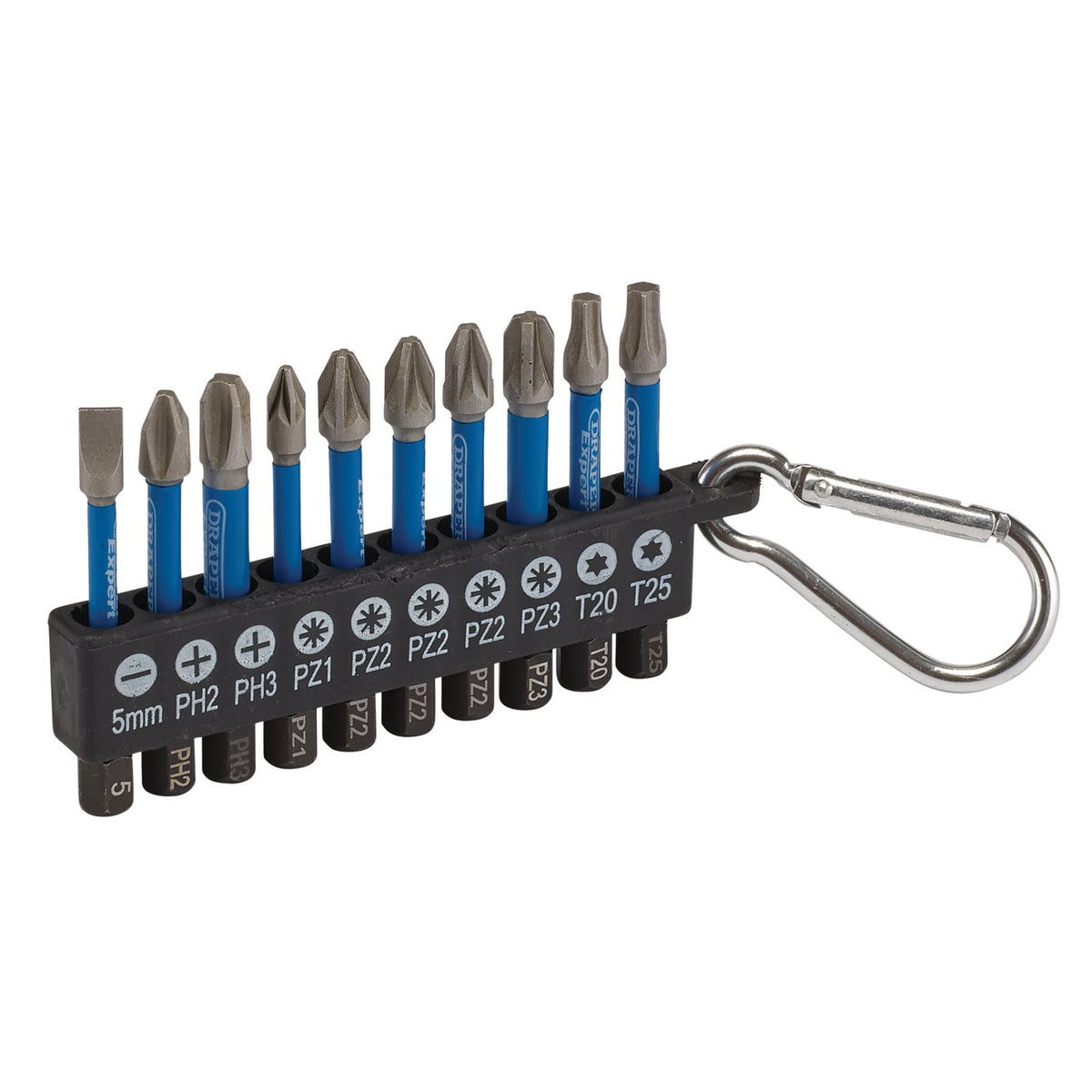 Draper Expert Impact Screwdriver Bit Set, 50mm, 1/4" Hex (10 Piece) : Model No. IMBH10