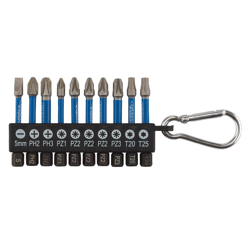 Draper Expert Impact Screwdriver Bit Set, 50mm, 1/4" Hex (10 Piece) : Model No. IMBH10
