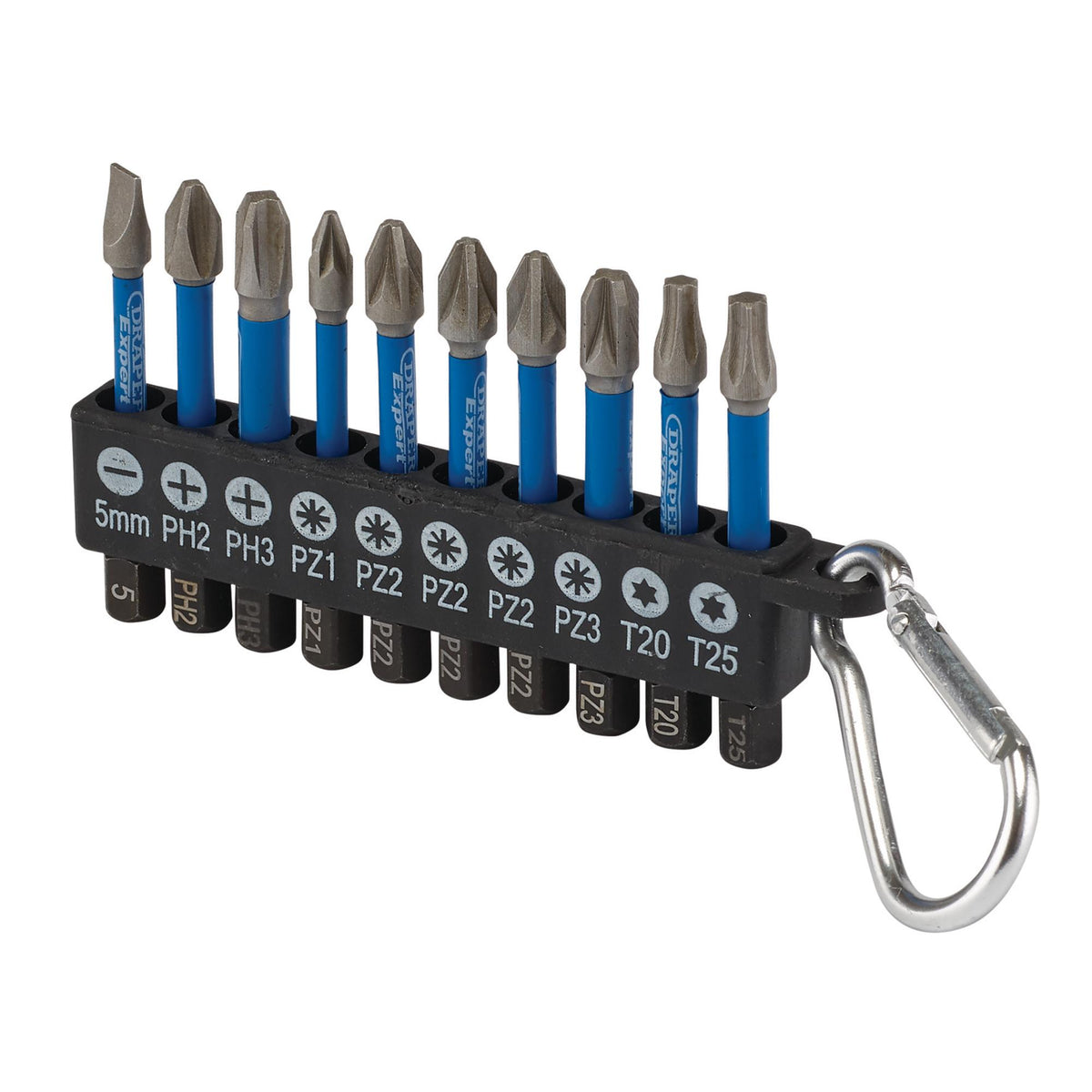Draper Expert Impact Screwdriver Bit Set, 50mm, 1/4" Hex (10 Piece) : Model No. IMBH10