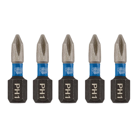 Draper Expert Cross Slot/PH Type Impact Screwdriver Bits, No.1 x 25mm, 1/4" Hex (Pack of 5) : Model No. IMBH/PH25/5
