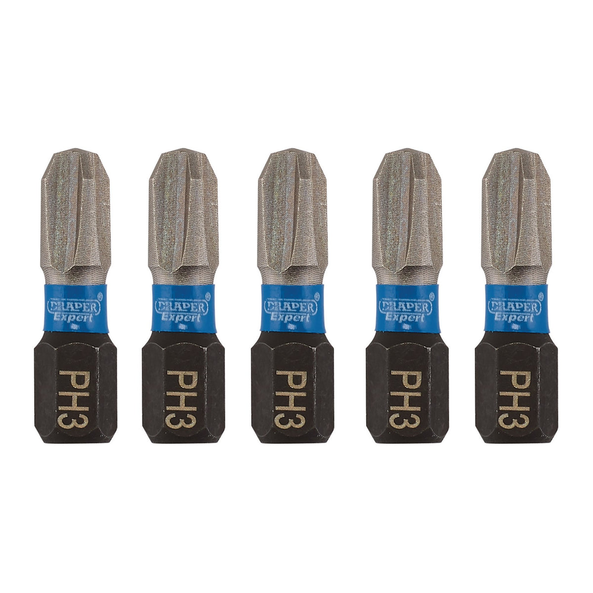 Draper Expert Cross Slot/PH Type Impact Screwdriver Bits, No.3 x 25mm, 1/4" Hex (Pack of 5) : Model No. IMBH/PH25/5